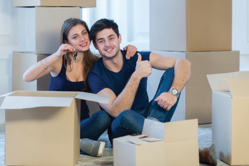 Commercial moving team preparing office relocation in Manor House