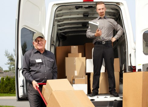 Office relocation planning in Manor House with moving boxes and workspace items