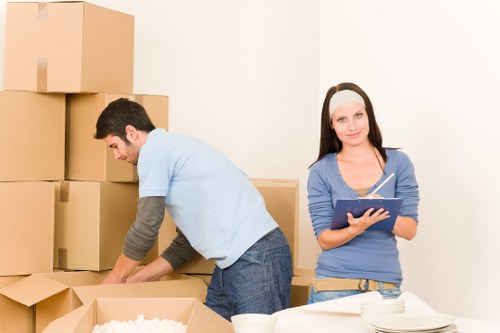 Boxes and household items prepared for man and van removal